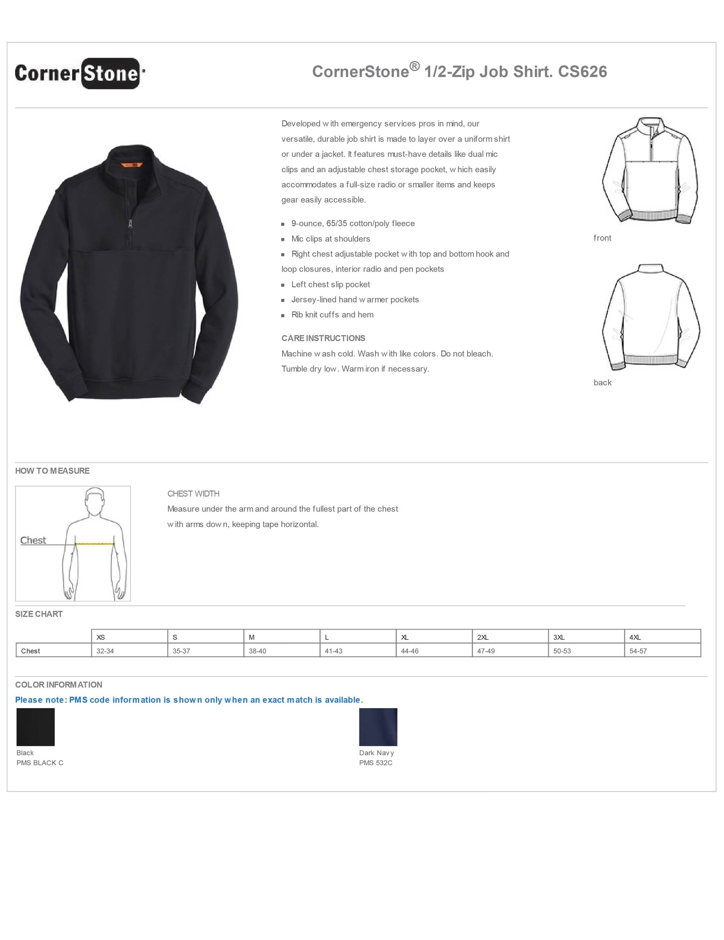 Clinton Fire Department CornerStone 1/2 Zip Job Shirt
