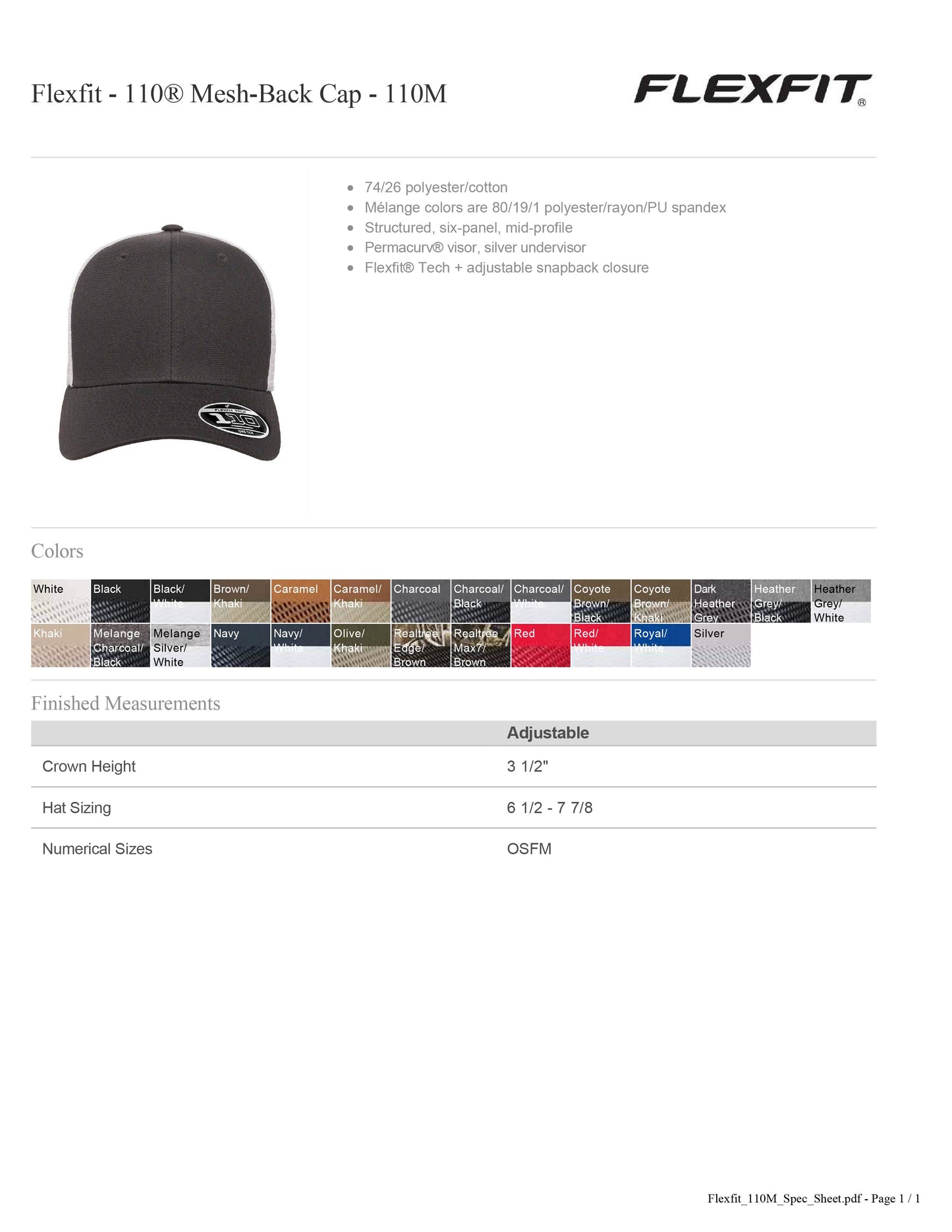 Flexfit - 110® Mesh-Back Cap - 110M